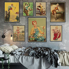 Pinup Girls Series 10 World War II Vintage Kraft Paper Classic Poster Bar Cafe Living Room Dining Wall Decorative Paintings 2024 - buy cheap