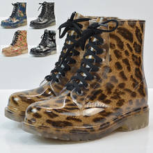 Botas de chuva femininas transparentes e à prova d'água, bota colorida com estampa de leopardo, tamanho grande, primavera e outono, novo, 2020 2024 - compre barato