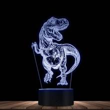 Tiranosaurio Rex dibujado a mano, ilusión óptica 3D, luz nocturna t-rex, dormitorio, lámpara de noche colorida, iluminación de arte Dino, regalos 2024 - compra barato