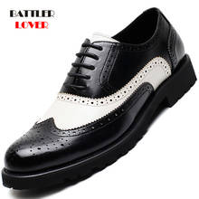 Calçados masculinos em couro oxford, sapatos formais para homens para casamento e escritório com cadarço 2024 - compre barato