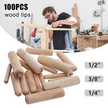 100pcs Wooden Dowel Cabinet Drawer Round Fluted Wood Craft Pins Rods Set  Straight-grained Wood Tips Woodworking DIY Tools 2024 - buy cheap