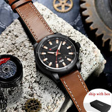 Curren-novo relógio de pulso esportivo casual com pulseira de couro e quartzo, à prova d'água, 8376 2024 - compre barato