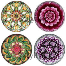 Zdying 10 pçs/lote redondo de vidro cabochão mandala flores om-yoga chakra padrão cúpula contas demo plana volta fazendo jóias descobertas 2024 - compre barato