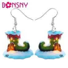 Bonsny de acrílico Navidad Anime esquí casa Zapatos pendientes gota colgante Festival decoración joyería para mujeres chica regalo para fiesta de niños 2024 - compra barato