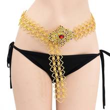 Cadenas de cintura de vientre de Metal dorado indio para mujer, cuentas de cristal Boho, cadenas de baile llamativas, cadena de vestido, joyería corporal egipcia y afgana 2024 - compra barato