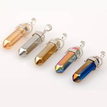 Wholesale 24pcs Fashion Crystal Natural Stone Metal Colorful Bullet Power Pendants Charms Fit Necklaces Choker Jewelry Making 2024 - buy cheap