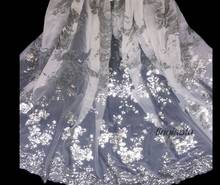 Encaje floral de peonía, tejido bordado con lentejuelas para vestido de boda, encaje, tela 2024 - compra barato