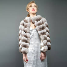Casaco de pele de coelho rex real feminino, jaqueta superior de inverno 2021 2024 - compre barato
