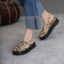 Sophitina sandálias femininas de verão, sapatos de couro fashion leopardo plataforma vestir confortável estilo nova moda casual roma fo115 2024 - compre barato