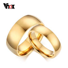 Vnox 6mm/8mm Gold-color Stainless Steel Wedding Engagement Rings for Lover Couple Jewelry 2pcs/lots 2024 - buy cheap