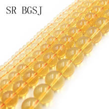 Free Shipping 4mm-12mm Yellow Citrines Gems Loose Natural Round Stone Beads DIY Beads String 15" 2024 - compre barato