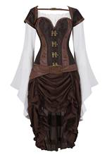 Corset Bustier with Pirate Skirt and Blouse Buckle Waistcoat Korsage Sexy 3 Piece Costumes Steampunk Carnival Holiday Party Club 2024 - buy cheap