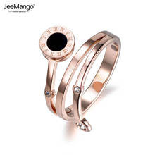 JeeMango-anillos de Número romano de circonia cúbica para mujer, joyería de Color oro rosa, carcasa de acero inoxidable, anillo de boda, R18008 2024 - compra barato