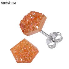 ShinyGem Irregular Natural Crystal Earrings 6-9mm Sparkling Small Quartz Druzy Stud Earrings 2020 Fashion Cute Women Jewelry 2024 - buy cheap