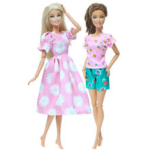 Roupa de boneca de alta qualidade, primavera, flor, roupas de datas, vestido rosa, mini blusa, calças curtas, roupas para boneca barbie, acessórios, brinquedo 2024 - compre barato