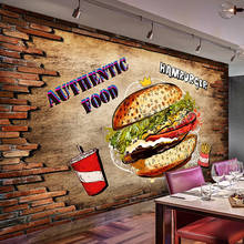 Papel tapiz 3D personalizado para decoración De pared, póster De dibujos animados para cafetería, restaurante, tienda De hamburguesas, Papel De pared 3D 2024 - compra barato
