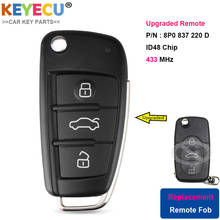 KEYECU Upgraded Flip Remote Car Key for Audi A3 S3 A4 S4 TT, Fob 3 Buttons - 434MHz - ID48 Chip - P/N: 8P0 837 220 D, 8P0837220D 2024 - buy cheap