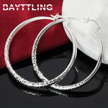 BAYTTLING New Silver Color Exquisite Shiny Round 71MM Big Hoop Earrings For Woman Lady Wedding Jewelry Fashion Gift 2024 - buy cheap