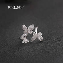 FXLRY New Elegant White Color Cubic Zirconia Cute Butterfly Ring Open Rings For Women Jewelry Gifts 2024 - buy cheap