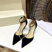 Zapatos de tacón alto de piel auténtica para mujer, calzado con punta estrecha, marca de lujo, talla 34-42, 2021 2024 - compra barato