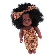 Muñeca de bebé de vinilo de simulación, niña africana, recién nacida, ropa amarilla 2024 - compra barato