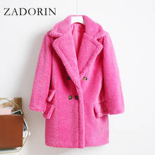 ZADORIN Korean Fashion Lapel Collar Long Teddy Bear Coat Fleece Jacket Women Black Pink Thick Warm Faux Fur Coat Ladies Overcoat 2024 - buy cheap