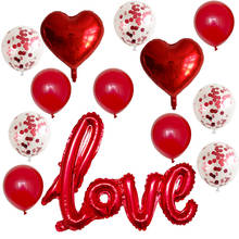 Balões de látex romântico eu te amo em 13 aviões, bexigas de coração, decorações de festa de dia dos namorados 2024 - compre barato