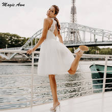 Magic Awn Beach Wedding Dresses Short 2021 Lace Tulle Appliques Illusion Boho A-Line Mariage Gowns Customized Abito Da Sposa 2024 - buy cheap