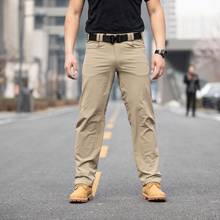 Calça tática masculina de náilon, calça militar de macacão reto elástico casual para esportes, primavera outono, caminhadas ao ar livre 2024 - compre barato