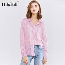 HiloRill-Blusa con estampado de cadena para mujer, blusa informal de manga larga con cuello vuelto, Blusas estilo túnica de talla grande 2021 2024 - compra barato