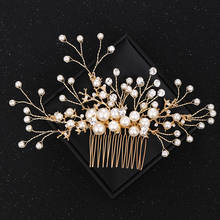 Vintage Gold Rhinestone Pearl Wedding Hair Combs Hair Accessories for Bridal Hair Jewelry Headpiece Women Head Jewelry Comb 2024 - buy cheap