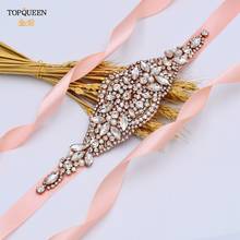 TOPQUEEN S425 Luxury Rose Gold Rhinestone Belt Wedding Belts and Sashes Womens Formal Belts Bridal Sash Belts for Wedding Gown 2024 - buy cheap