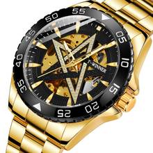 Winner Star Diamond Display Men Gold Stainless Steel Mechanical Automatic Sport Wrist Watch Top Brand Luxury Relogio Male Clock 2024 - buy cheap