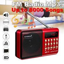 K11 mini rádio fm portátil recarregável digital, fm, usb, tf, reprodutor mp3, alto-falante 2024 - compre barato