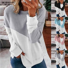 2020 Spring Autumn TShirt Women Clothes Patchwork T-shirts Female O-neck Tee harajuku mujer camisetas Women Long Sleeve Tops Tee 2024 - buy cheap