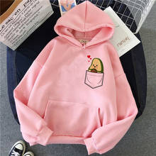 Avocado Hoodies Fashion Small Fresh 90s Women Vegan Kawaii Cartoon Harajuku Print Sweatshirts Warm Female Ullzang Graphic Hoody 2024 - buy cheap