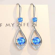 925 Silver Earrings Blue Pink White Luxury Crystal Earrings For Women Korea Fashion Jwewelry New 2022 KY1101 2024 - buy cheap