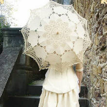 Модный зонт от солнца хлопок вышивка Свадебная зонтик винтажный элегантный кружевной зонтик Свадебный аксессуар-зонтик 2024 - купить недорого