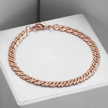 Pulseira venitian de ouro rosê 5.5mm, bracelete para mulheres e homens, presente de natal, joias da moda, 20cm, cb05 2024 - compre barato