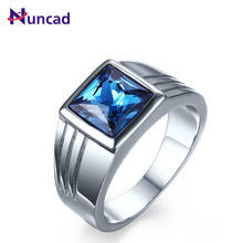 European and American Fashionable Jewelry Stainless Steel Blue zircon Steel Men's Ring 2024 - buy cheap