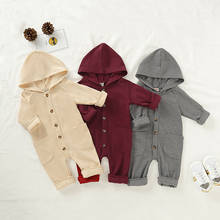 0-18M Newborn Infant Baby Boy Girl Clothes Rompers Winter Autumn  Kid Solid Color Hooded Romper Autumn Winter Clothes Tops 2024 - buy cheap