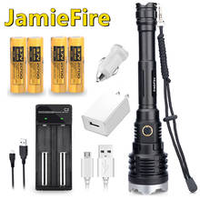 [Jamiefire светодиодный] Мощность Фул вспышка светильник USB фонарь Перезаряжаемые внешний светодиодный тактический фонарь с 21700 зум лампа Мощность флэш-светильник для охоты с регулируемым зумом 2024 - купить недорого