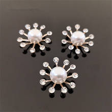 10 PCS 23mm Imitation Pearl With Rhinestone Metal Flower Handmade DIY Jewelry Earrings Bridal Headwear Making Accessories 2024 - buy cheap