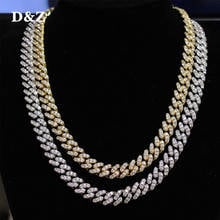 D&Z Miami 10mm Prong Setting Cuban Link Chain Gold Silver Color Necklace Iced Out Cubic Zirconia Bling Hip hop for Men Jewelry 2024 - buy cheap