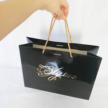 1000 unids/lote de bolsas de papel para cosméticos, con logotipo para embalaje, estampación en caliente dorada impresa, diseños personalizados para tienda 2024 - compra barato