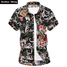 Camisa hawaiana de manga corta para hombre, ropa de marca, informal, a la moda, con flores, talla grande 5XL, 6XL, 7XL, 2020 2024 - compra barato