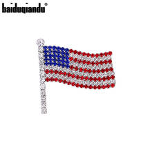 Baiduqiandu New Arrival Crystal Rhinestones American National Flag Stars and Stripes Brooch Pins 2024 - buy cheap
