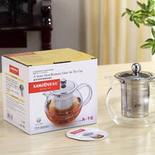 Bule de chá kamjove, copo de vidro resistente ao calor para arte, filtro de aço inoxidável, chaleira de chá preto e café com infusor de chá 500ml 2024 - compre barato