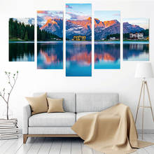 5 Pieces Modern Posters Prints Mountain Lake Forest Waterfall Wall Art Canvas Painting Pictures Home Decor 2024 - buy cheap