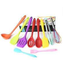 10 Pcs/Set Color Silicone Kitchen Utensils Heat Resistant Non-Stick Cooking Set Silicone Baking Kitchen Tools Pot Scoop Spoon 2024 - buy cheap